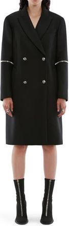 Alexander McQueen Alexander McQueen Spiral Zip Oversize Wool Coat in Black at Nordstrom, Size 0 Us
