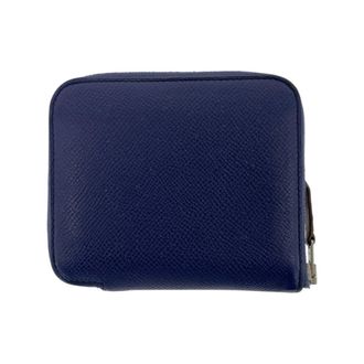 Hermès Navy Epsom Leather Silk Coin Purse/Coin Case (Pre-Owned)
