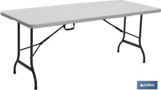 cofan Cofan Mesa Plegable Rectangular Blanca 122x60x74 Cm, Mesa Plegable Rectangular De Color Blanco Fabricada En Polietileno De Alta Densidad Y Con Estruct
