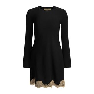 Valentino Gebreide minirok met kanten rand - Dames - Jurken - Zwart - Maat: XS