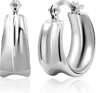 MAX + STONE 925 Sterling Silver 20mm Chunky Hoop Earrings