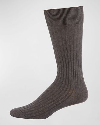 Pantherella Mens Danvers Ribbed Cotton Mid-Calf Socks