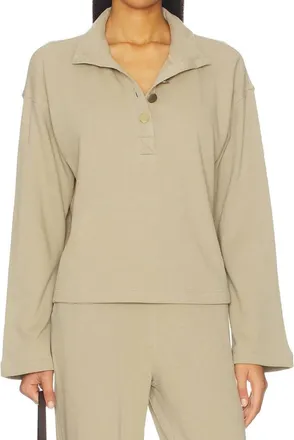 Nation Ltd Franz Collared Sweatshirt In Vintage Khaki