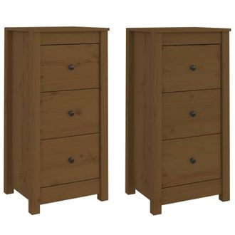 Berkfield Home Sideboards 2 pcs Honey Brown 40x35x80 cm Solid Wood Pine | Size: 40 x 35 x 80 cm