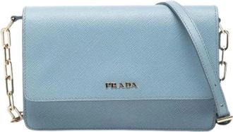Prada Pre-owned Cross Body Bags, female, Blue, Size: ONE SIZE Pre-owned Wallet on Chain