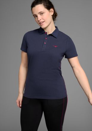 Kangaroos Poloshirt KANGAROOS, Damen, Gr. 40/42, blau (marine), Obermaterial: 100% Baumwolle, unifarben, figurumspielend, Shirts Poloshirt, Kurzarm, unifarben, 