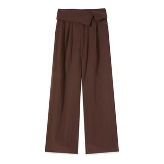 Oltre Broeken, Dames, Bruin, L, Nylon, Palazzo Broek met Omgevouwen Tailleband