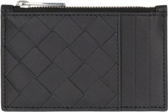 Bottega Veneta Mens Woven Leather Card Holder Black Calfskin Wallets & Cardholders