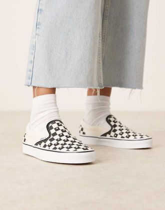 Vans Classic - Sneakers senza lacci nere e bianche con strass-Nero