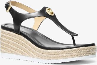 Michael Kors Val Leather Thong Wedge Sandal