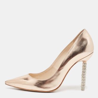 Sophia Webster Rose Gold Leather Crystal Embellished Heel Coco Pumps