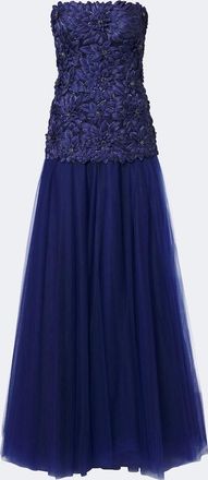 Costarellos Gisella tulle and Lurex satin bustier gown