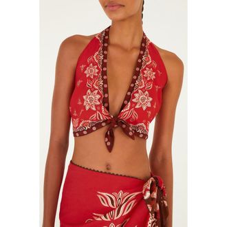 Farm Rio Ainika Garden Red Halter Top at Nordstrom, Size X-Large