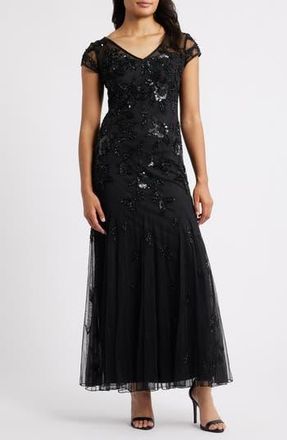 Pisarro Nights Embellished Illusion Sleeve Cocktail Dress in Black at Nordstrom Rack, Size 20 (Similar To 16W)