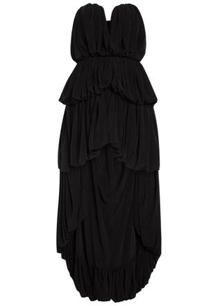 Ronny Kobo Aly Gathered Tissue Jersey Mini Dress - Black - S (UK8-10 / S)