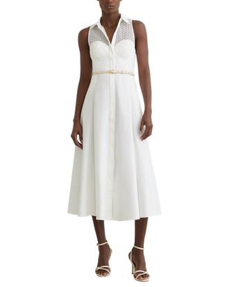 Reiss Hera Broderie Detail Midi Dress With Stretch