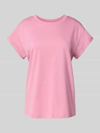 Jake*s Casual T-Shirt mit geripptem Rundhalsausschnitt in Mauve, Gr&ouml;&szlig;e S