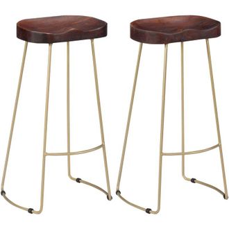 vidaXL Taburetes De Cocina Gavin 2 Unidades Madera Maciza De Mango Vidaxl