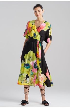 Natori Ophelia Wrap Dress in Black/multi at Nordstrom, Size X-Small