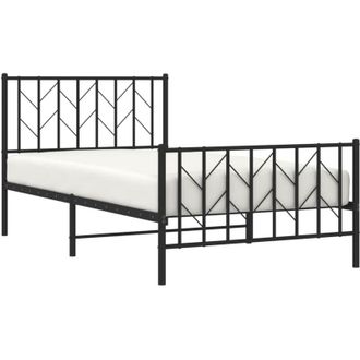 vidaXL Estructura Cama Sin Colch&oacute;n Con Estribo Metal Negro 100x190 Cm Vidaxl