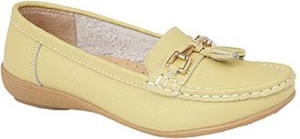 Jo & Joe Womens Flats Leather Deck Boat Loafers Moccasins Driving Shoes with Bar & Tassels Lime Size UK 7