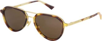 Bottega Veneta Sunglasses, unisex, Brown, Size: 55 MM Stylish Pilot Sunglasses in Havana Tortoise