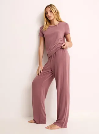 Miiyu Womens Solid straight lounge pant