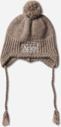 Aries Chunky Knit Pom Pom Beanie Brown