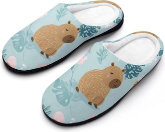 Generic Capybaras Monstera Ice Cream Cone Mens Slippers House Slipper Anti-skid Sole Indoor Shoes Outdoor Comfort Cotton