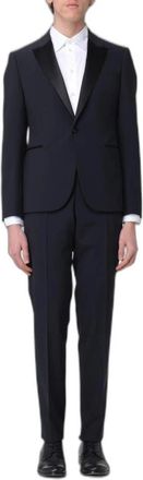 Emporio Armani Smoking van scheerwol - Heren - Pakken - Blauw - Maat: XL Wol