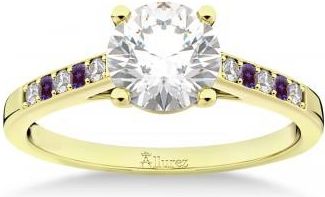 Allurez Cathedral Lab Alexandrite & Diamond Engagement Ring 14k Yellow Gold (0.20ct)