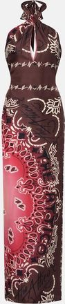 The Attico Abito midi in seta con stampa