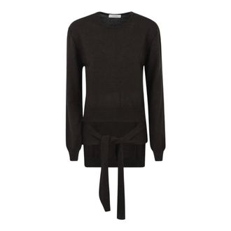 Christophe Lemaire Truien & Vesten, Dames, Bruin, M, Wol, Trompe Loeil Crew Neck Jumper