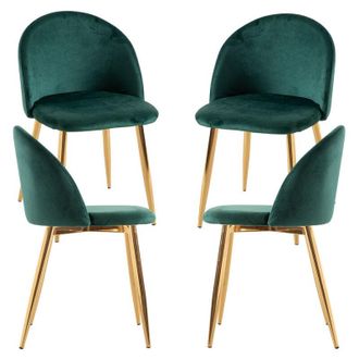 Regalos Miguel Packs Sillas Comedor - Pack 4 Sillas Vint Terciopelo Golden - Verde
