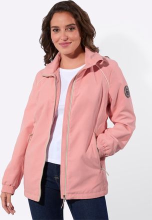 Casual Looks Langjacke CASUAL LOOKS, Damen, Gr. 18, rosenquarz, 89% Polyester, 11% Polyamid, Besatz:100% Polyester, Kapuzenfutter:100% Polyester, unifarben, Jacken