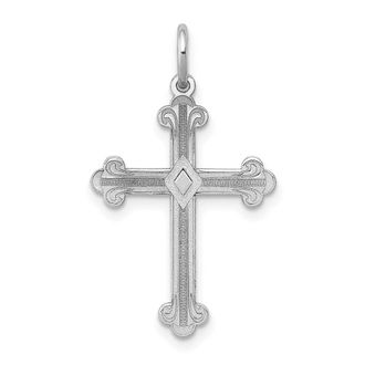 Diamond2Deal 14K White Gold Laser Designed Cross Pendant