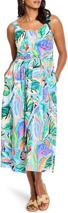 Nic+Zoe Sophie Island Beat Cotton Midi Sundress in Blue Multi at Nordstrom Rack, Size Small P