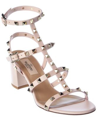 Valentino Rockstud Caged 60 Leather Ankle Strap Sandal