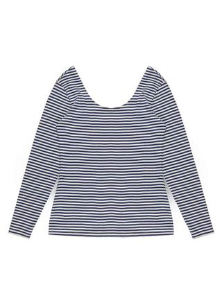 Joanie Clothing Sedgwick Scoop Neck Top - Navy - MEDIUM (UK 12-14) - Sustainable Organic Cotton