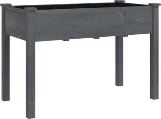 vidaXL Jardinera con forro madera maciza de abeto gris 118x59x76 cm vidaXL