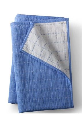 Lands End Essential Cotton Windowpane Reversible Bed Blanket in Clear Blue at Nordstrom, Size Twin