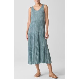 Eileen Fisher Tiered Pleated Silk Midi Dress in Seafoam at Nordstrom Rack, Size X-Small