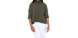 Rain + Rose Natasha Classic Knit Sweater Top In Olive