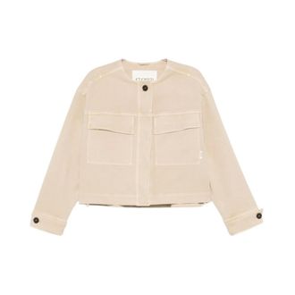 Closed Front Button Jacket - female - Closed - Light Jackets - Beige - S - Jackets