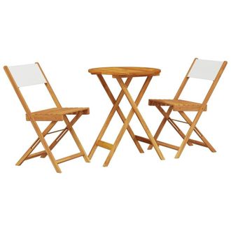 Berkfield Home 3 Piece Bistro Set Cream White Fabric & Solid Wood