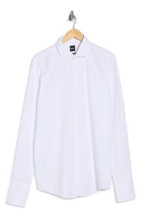 BOSS Hank Kent Slim Fit Cotton Dress Shirt in Wht at Nordstrom Rack, Size 17.5R