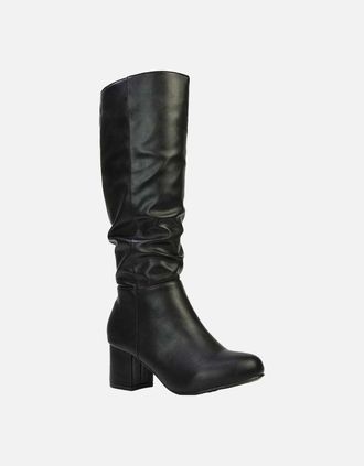 XY London Womens XY London Womens/Ladies Jackie Ruched Mid Block Heel Knee-High Boots - Black - Size: 7
