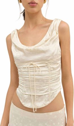 For Love & Lemons Carla Jacquard Corset Top In Cream
