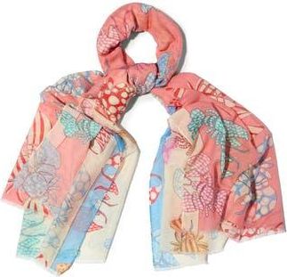 Saachi Birds & Filigree Print Scarf in Pink Multi at Nordstrom Rack