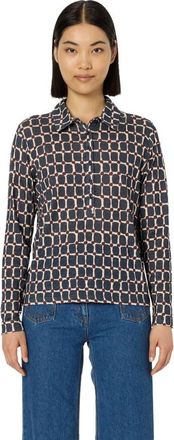 Gerard Darel Hortense Long Sleeve Printed Shirt in Indigo at Nordstrom, Size Large